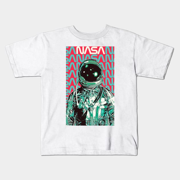 Nasa Astronaut Kids T-Shirt by creativespero